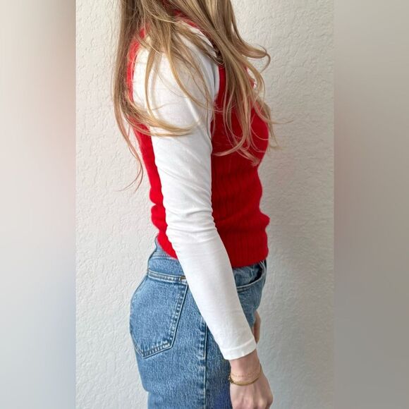 Zara Red Knit Sleeveless Polo Sweater – Small - Picture 4 of 5
